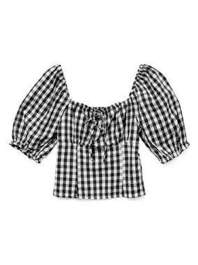 Vero Moda Black and White Checkered Women's Top